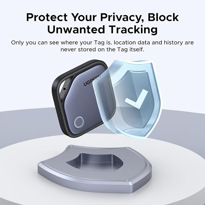 UGREEN FineTrack (iOS Only) Air Tracker Tags 4 Pack | 1-Year USB-C Rechargeable Bluetooth Tracker Compatible with Apple Find My, Item Finder for Key Luggage [Apple MFi Certified] - Image 8