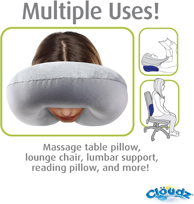 Dual Comfort Microbead Airplane Travel Neck Pillow. Super Soft Cozy Plush Fabric on One Side, Cool Relaxing Spandex on The Other! Customize Your Comfort and Support at Home or On The Go!- Blue - Image 5