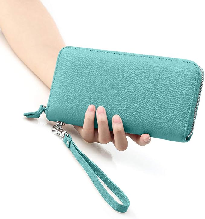 Moflycom Womens Wallet RFID Blocking Genuine Leather Zip Around Wallet Clutch Wristlet Travel Long Purse for Women - Image 5