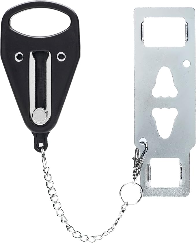 Portable Door Lock for Women & Travel Safety - Heavy Duty Portable Lock Perfect for AirBnb's, Hotels, Apartments, Hostels, Dormitories (Black, Double Hole) - Image 3