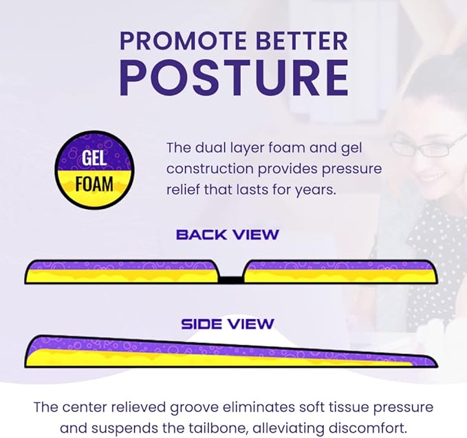 GSeat Ultra Orthopedic Gel and Foam Seat Cushion (Black) – for Coccyx, Back, Tailbone, Prostate, Postnatal, and Sciatica Pain/Discomfort – Office, Car, Chair, Travel - Image 3