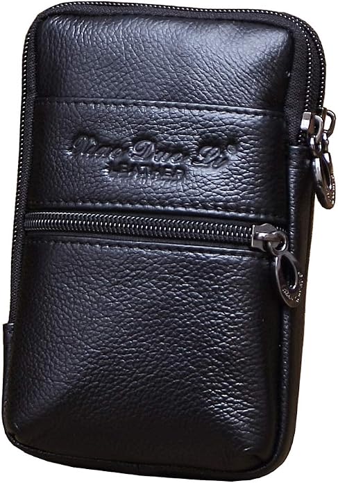 Leather Waist Pack Phone Belt Bag for Men Loop Holster Wallet Cellphone Case Pouch Pack Clip Money Purse by Hebetag