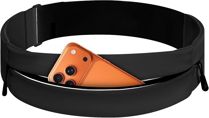 Running Belt for Men Women, Water-resistant Fanny Pack with 3 Zipper Pockets & Reflective Safety Strips, Adjustable Waist Pack Jogging Pouch for Phone, Keys & Essentials (Black, X-Large) by Welcometothesun