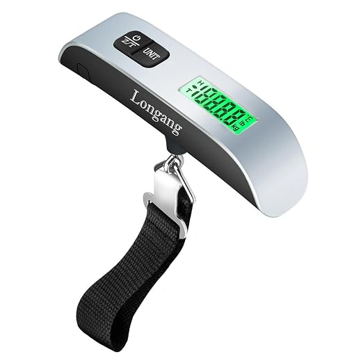 Digital Hanging Luggage Scale with Backlit for Travel, Portable Handheld Suitcase Weight Scale with Hook, 110 Pounds, Battery Included by Longang