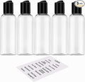 DNSEN 5 Pack 3.4 oz Travel Bottles for Toiletries TSA Approved Leakproof Plastic Empty Travel Size Bottles Containers with Labels by DNSEN