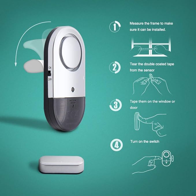 120 DB Loud Door and Window Open Alarm Sensor 2 Pack | For Kids, Dementia Patients Safety, Burglar Anti-theft Wireless Security Alarms Keep Your Home, Pool, Cabinet, Business Safe - Image 4