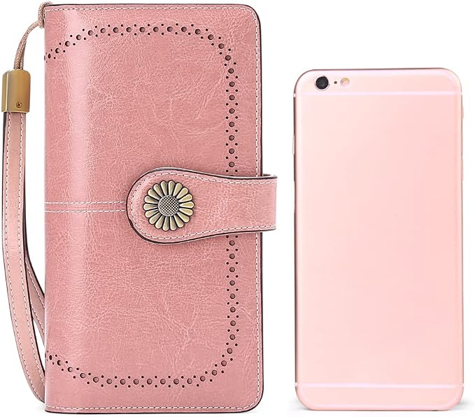 SENDEFN Wallets for Women Leather Credit Card Holder with RFID Blocking Large Capacity Wristlet | with RFID Blocking - Image 4