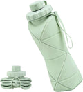Collapsible Water Bottles 20oz (600ml), BPA-Free Silicone Foldable Portable Lightweight Reusable Water Bottle with Leak-Proof Lid & Lanyard for Outdoor Travel Cycling Gym & Camping by Denavio