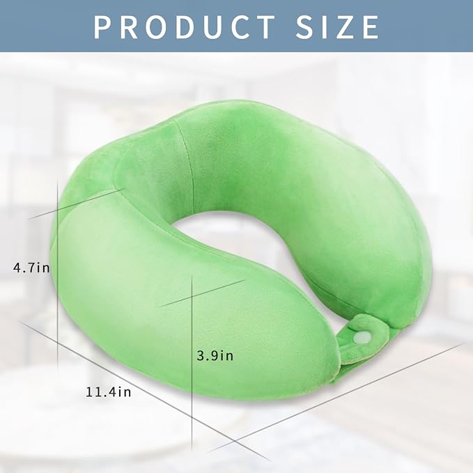 Travel Neck Pillow for Sleeping Soft Memory Foam Pillows Lightweight Breathable Airplane Pillow Support Head and Chin Perfect for Camping Train Car Office Rest Green - Image 4