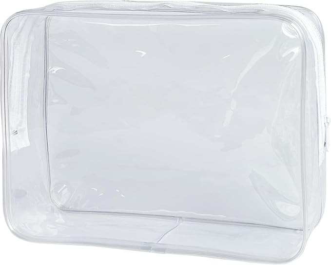 Waterproof PVC Makeup Bag - Leakproof Cosmetic Organizer for Travel Toiletry Storage 9.84×7.09×2.36 Inch for Women & Men (Clear) by TotePrint
