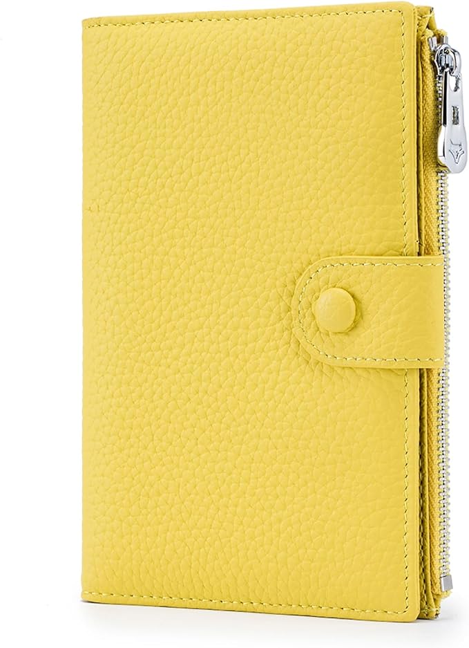 Genuine Leather RFID Blocking Passport Holder Wallet, Multi-Functional Travel Document Organizer with SIM Card Slots (Yellow) by Unknown