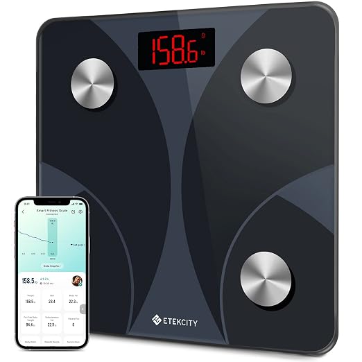 Etekcity Smart Scale for Body Weight and Body Fat, FSA Eligible, Ash-black | HSA eligible, digital bathroom scale tracks body fat, BMI and body composition, with Bluetooth measurements up to 400 lb by Etekcity