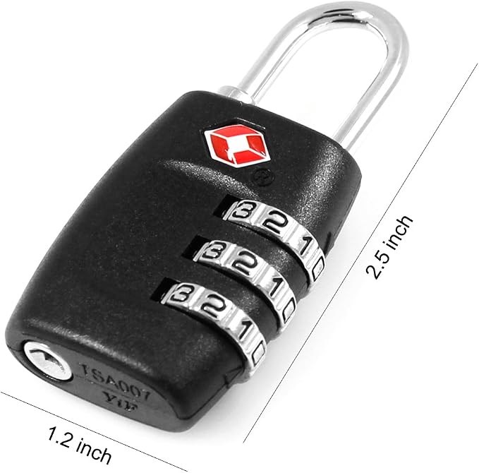DanziX TSA Approved Lock and 4 Colors Stainless Steel Safety Tether，3-Dial Combination Travel Luggage Lock with Lanyard Security Cable for Protect Your Different Sizes of Bags,Suitcase,Baggage Black - Image 8