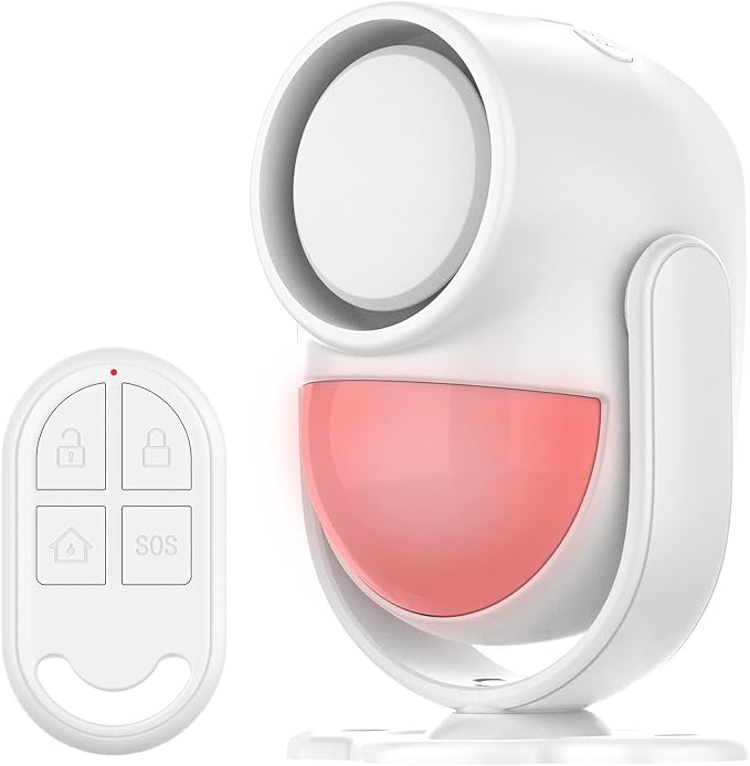 125dB Loud Motion Sensor Alarm with 328ft Remote Control (40ft PIR Detector, 3*AA Batteries), Indoor Wireless Infrared Security Motion Detector with Siren for Home/Shed, White - Image 7