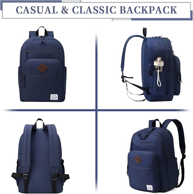 VASCHY School Backpack for Men, Unisex Large Bookbag Schoolbag Casual Daypack for High School/College/Teens/Travel/Work Blue - Image 7