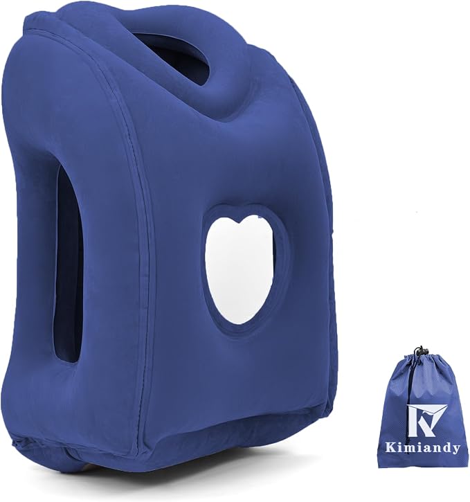 Upgraded Inflatable Travel Air Pillow for Sleeping to Avoid Neck and Shoulder Pain,21" H*12.6" W (Dark Blue, 21 x 12.6 x 12.6 inches) by Kimiandy