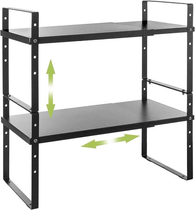 Across-Star Expandable Cabinet Shelf Organizer Rack, Stackable Kitchen Counter Storage Shelves Stand, Adjustable Height Pantry Shelf Spice Rack by Acorss-Star