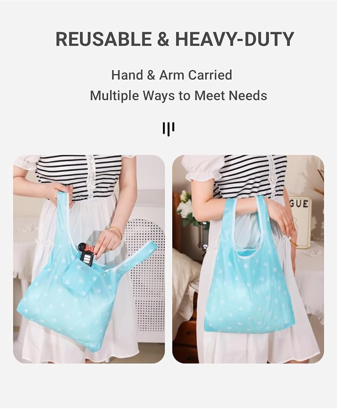 Everyday Reusable Grocery Bag, Lightweight Foldable Tote with Comfortable Handle for Daily Errand, Travel, Car Use - Image 4