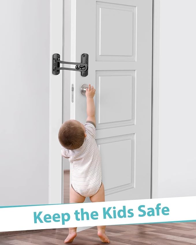 Swing Bar Door Lock Latch, Door Security Sliding Bars for Hotel Child Proof | Home Security Door Reinforcement Lock Door Safety Stopper Door Guard for Indoor and Front Gate Thicken Solid Aluminium 1 Pack - Image 4