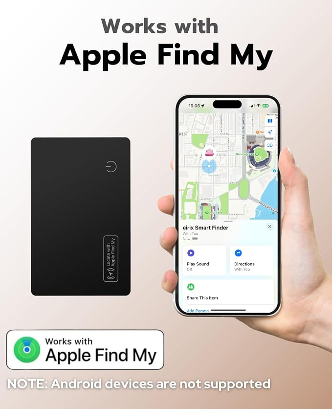 2026 [Apple MFi Certified] (iOS Only) Wallet Tracker Card, Rechargeable Thin Finder, Works with Apple Find My (iOS Only), Item Locator for Luggage Tags, Passports, Phone (Yellow-for iOS, 1) - Image 2