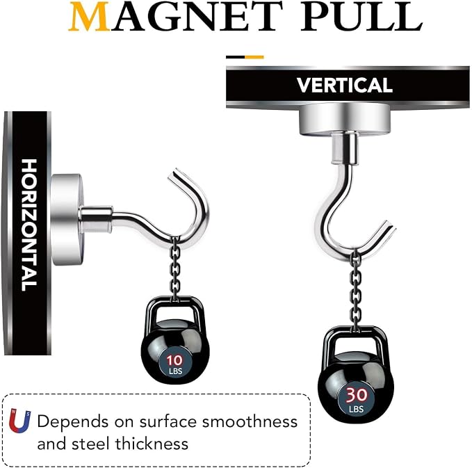 Magnetic Hooks for Cruise Cabins, 30LBS+, 36 Pack, Silver | Cruise Essentials 2026, Heavy Duty Magnets Hooks for Refrigerator, Storage, Grill, Hanging and Kitchen - Image 3