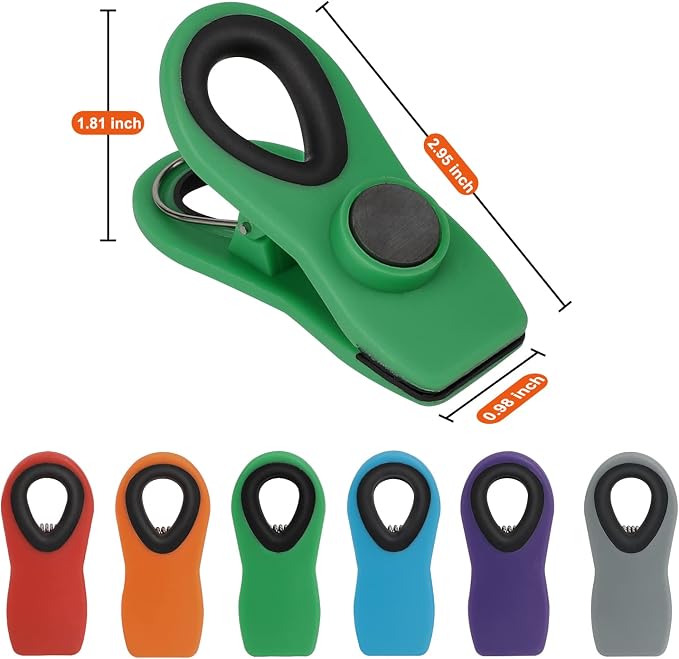 Chip Clips, Magnetic Bag Clips with Air Tight Seal for Food Storage, 12 Pieces, Multicolor - Image 2
