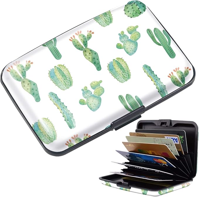 Coco Rossi Credit Card Holder RFID Aluminum Small Mini Wallet Women | Metal Wallet, Business Cards Holder, ID Case, Slim Sleeves, Womens Girls Gift, Carry Proof Wallets for Travel, Cactus - Image 3
