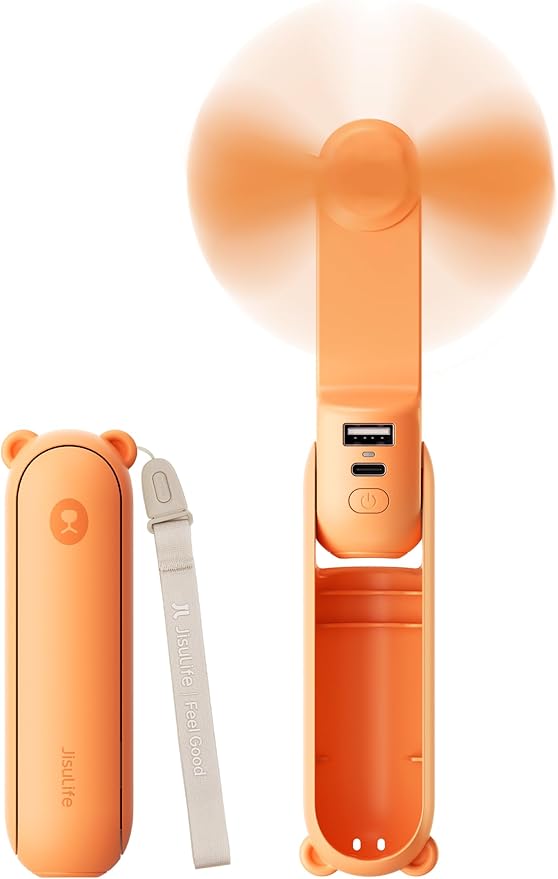 JISULIFE 3 IN 1 Portable Fan with Power Bank & Flashlight Featured | 19H Max Cooling, USB Rechargeable, Pocket-Sized Handheld Fan for Travel, Cruise, Concerts, Makeup, Summer Gifts for Women by LivechillStaycool