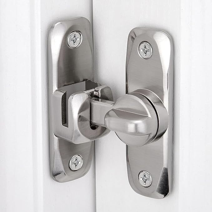 3 Pcs Silvery 90/180 Degree Sliding Door Latches,Right Angle Door Lock | Zinc Alloy Flip Latch,Barn Door Latch,Cabinet Lock,for bedroom,cabinet,drawer,Gardens,Wine Cabinet,garage,window,Pet Cage - Image 3