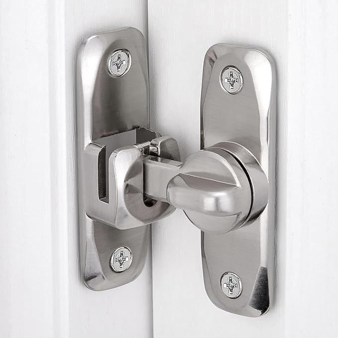 Silvery 90/180 Degree Sliding Door Latches,Right Angle Door Lock | Zinc Alloy Flip Latch,Barn Door Latch,Cabinet Lock,for bedroom,cabinet,drawer,Gardens,Wine Cabinet,garage,window,Pet Cage - Image 3