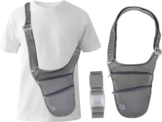 Crossbody Bag for Men Women Anti-Theft Money Belt for Travel Hidden Slim Passport Holder Mini Sling Bag Chest Belt Under Clothes to Protect Cash, Credit Cards, Phone by yuuzue