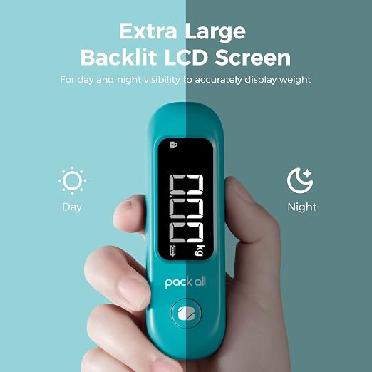 pack all Digital Luggage Scale for Travel, 110Lbs Capacity, 0.1Lb Precision | Handheld, Backlit LCD Display, Lb/Kg/Oz Conversion, Tare Function, Battery Included, Malachite Blue - Image 2