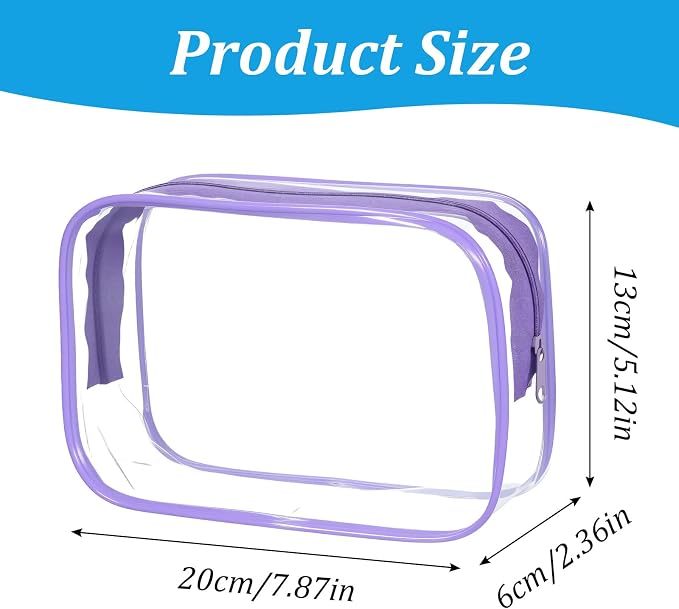4 Pcs Clear Cosmetic Bags, 4 Colors TSA-Friendly Design Makeup Bag Clear, Versatile TSA Approved Quart Size Bag for Travel Toiletries and Organization(20 × 13 × 6 cm) - Image 2