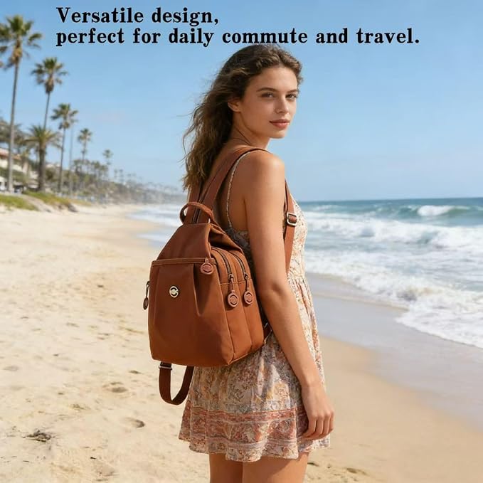 2-Way Commuter Bag 3 in 1 Tote for Women Waterproof Anti-Theft (Black) | Waterproof convertible anti-theft backpack purse. Lightweight multi-compartment bag for work, travel & commute. - Image 2
