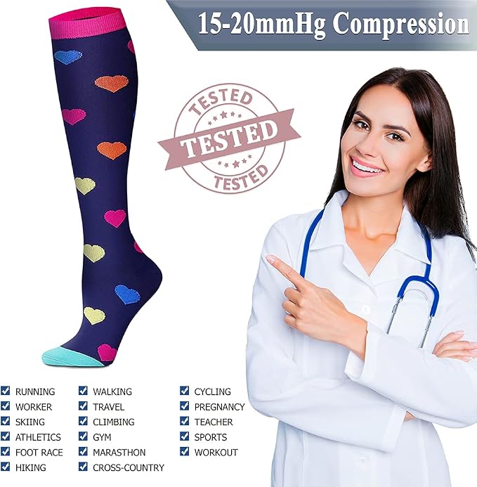 QUXIANG Copper Compression Socks for Women & Men Circulation (8 Pairs) - Best for Running Athletic Cycling - 15-20 mmHg - Image 5