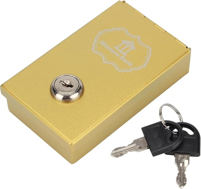 4.3 x 2.5 Inches Metal Box for Gambler with 2 Keys | Winners Bank Portable Safe Casino Money Pocket Sized Cash Box, Mini Lock Box Gambling Box For Cash Saving Go Home Money by Unknown