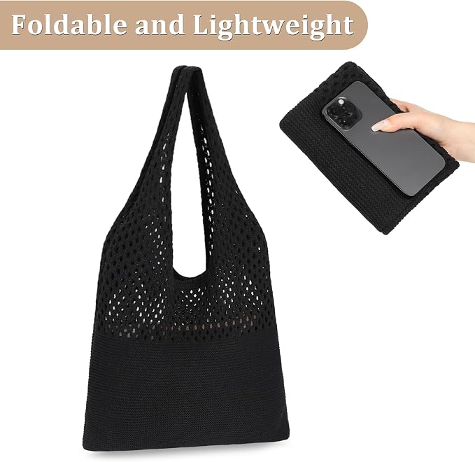 Sightor Crochet Tote Bag, Mesh Beach Bag Knit Summer Hobo Bag for Women | Beach Tote bag Vacation Outfits Aesthetic Boho Bag - Image 7