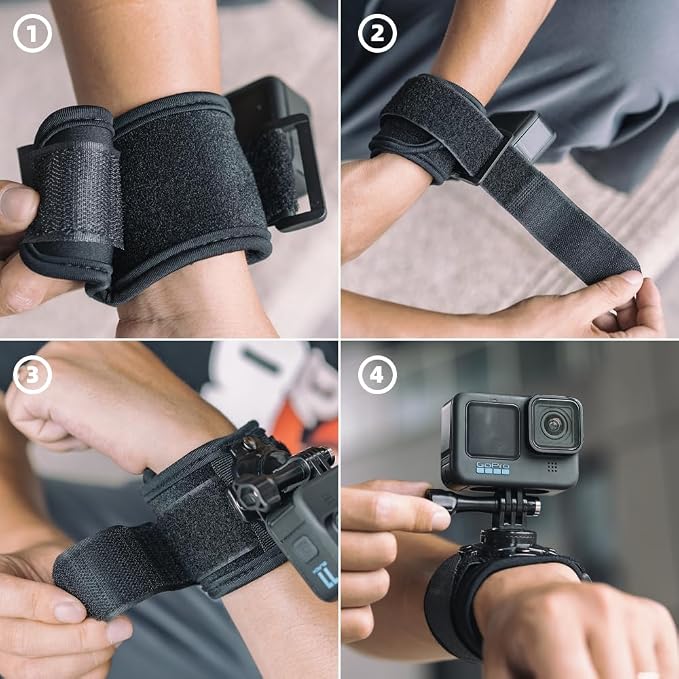 Wrist Strap Mount Compatible with GoPro Hero 13/12/11/10/9/8/7//6/5 Black,DJI Osmo Action 5 pro/4/3,Insta 360 ONE R,AKASO/Campark and More - Image 4