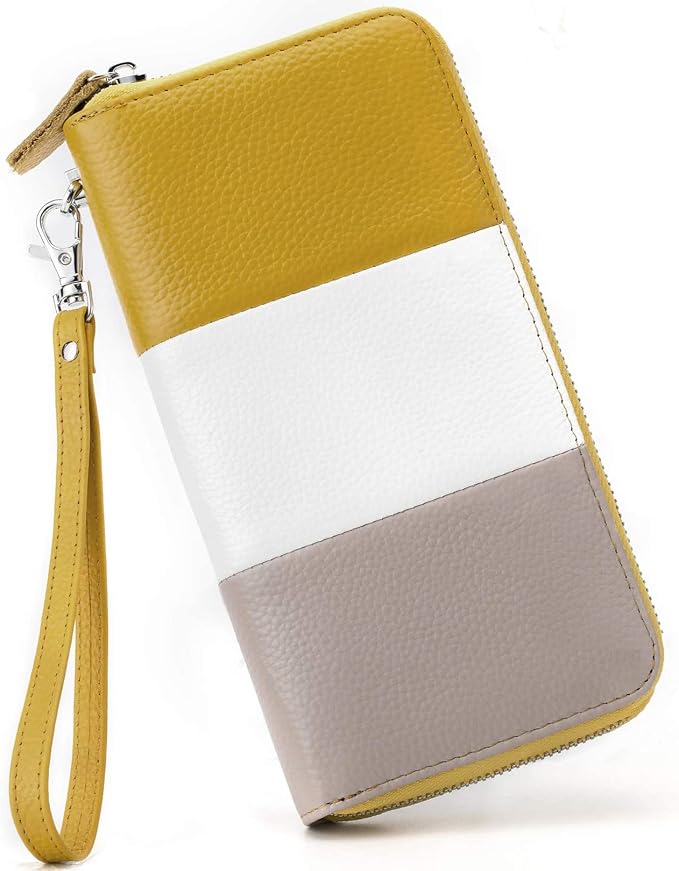 Moflycom Womens Wallet RFID Blocking Genuine Leather Multi Credit Card Large Capacity Zip Around Clutch Travel Purse Wristlet by Moflycom