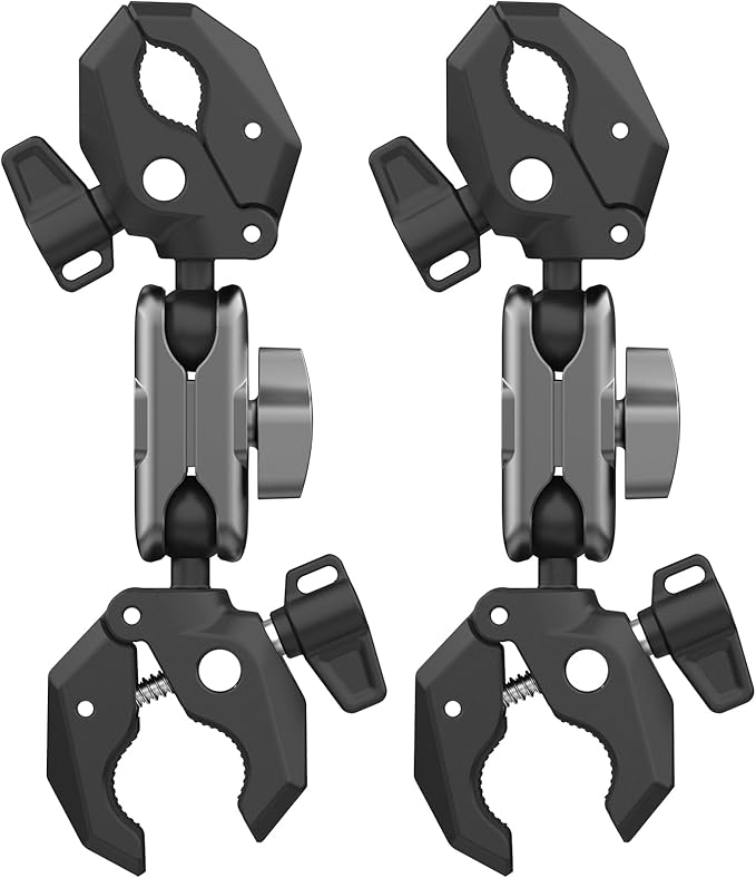 Motorcycle Bike Clamp (2-Pack) for Insta360 X5 X4, Cycling Selfie Stick Pole Mount for GoPro DJI Action 6 5 4 Pocket 4 3 Osmo 360 Nano Bicycle Handlebar/Seat Rail Extension Bundle Accessories by Unknown