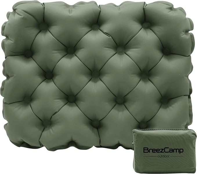 Inflatable Seat Cushion, Lightweight Stadium Seat Pad, Travel Air seat Cushion Anti-Slip for Airplane, Long Flights, Hiking, Climbing, Home and Camping, Compact Air Cushion,Olive Green by Unknown