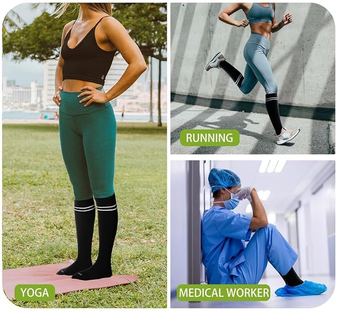 LEVSOX Viscose Made from Bamboo Compression Socks for Pregnant Women 20-30 mmHg Knee High Cute Mens Supports Socks for Travel - Image 7