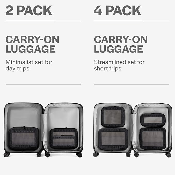 Compression Packing Cubes for Travel, 2-Pack, Black | Solves overpacking, 2-Piece set fits most carry-ons, 50% Space savings, Compression luggage organizer bags - Image 4