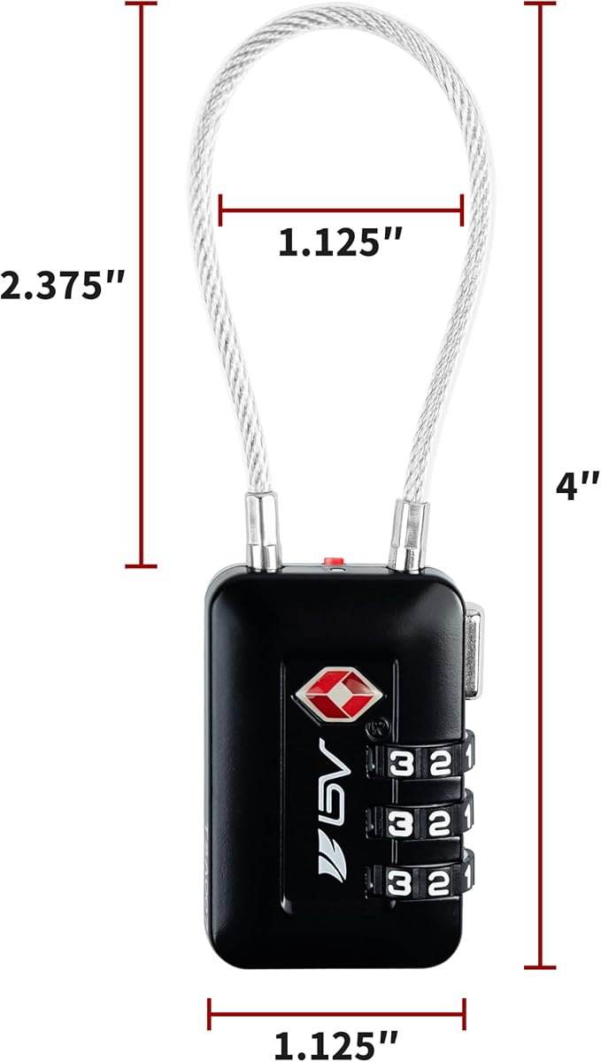 TSA Accepted Luggage Travel Lock, Set-Your-Own Combination Lock for School Gym Locker, Luggage Suitcase Baggage Locks, Filing Cabinets, Toolbox, Case (Black, 4 Pack) - Image 9