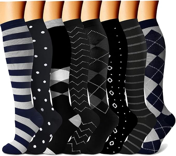 CHARMKING Compression Socks for Women & Men Circulation (8 Pairs) 15-20 mmHg Best Calf Socks Support for Athletic Cycling by CHARMKING