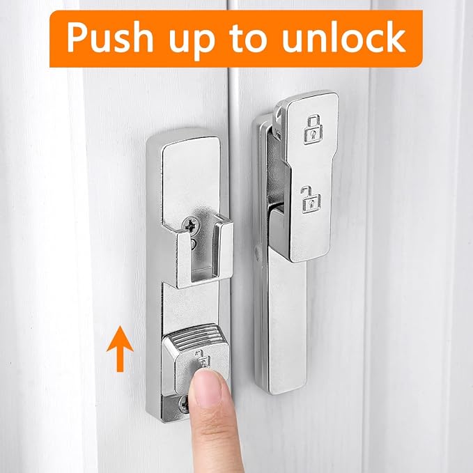 2 Packs Silvery 180 Degree Barn Door Lock,Flip Gate Latches Hardware | Zinc Alloy Door Lock,Sliding Door Latches,for bedroom,drawer,pet enclosures,cabinet,garage,window - Image 3