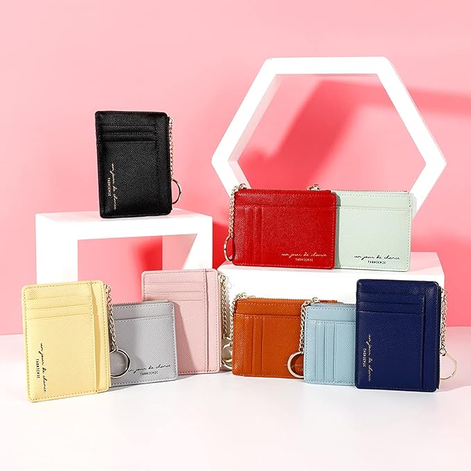 Valentoria Slim RFID Blocking Card Holder Small Pocket Wallet Keychian Zipper Coin Purse Mini Cash & Coin & Cards Case for Women Men | Slim - Image 8