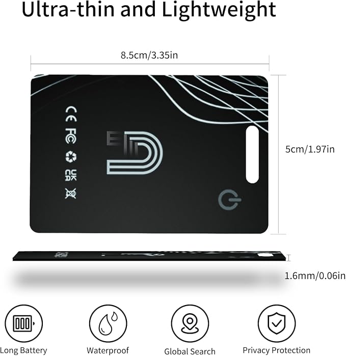 Ultra-Thin Wallet Tracker Card Works with Apple Find My, Rechargeable Slim Tracking Card, Bluetooth Tracker for Wallets, Key Finder & Item Locator for Luggage, Passports - MFi Certified iOS Only - Image 2