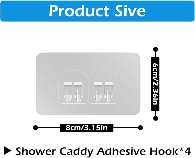 10 Pack Shower Caddy Adhesive Replacement, Shower Adhesive Strips, Strong Adhesive Hooks, Waterproof Sticker, No Drilling, for Bathroom Shelf and Kitchen Racks - Image 2