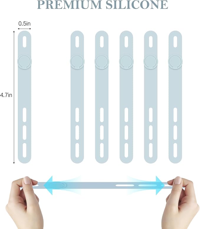 Donruby 30Pcs Silicone Cable Ties - Reusable & Washable with Adjustable Locking Buckles, High Elasticity Cable Management Straps for Home, Office, School, Travel Essential Cord Organizer (Blue) - Image 2